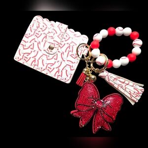 Baseball Pattern Wallet and Keychain Set